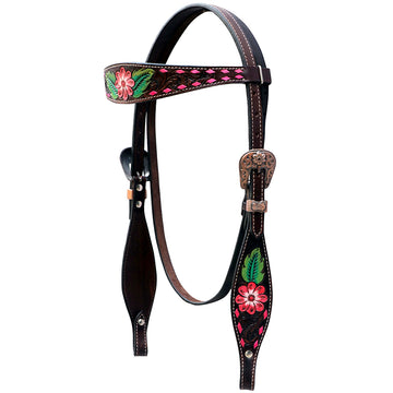 Comfytack Western Horse Floral Hand Painted Genuine Leather Headstall
